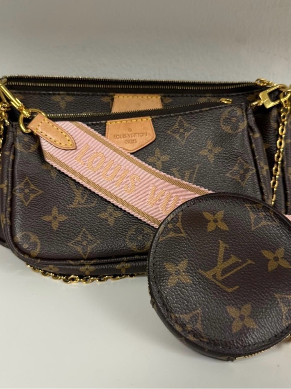 Louis Vuitton Monogram Multi-Pochette with Pink Strap